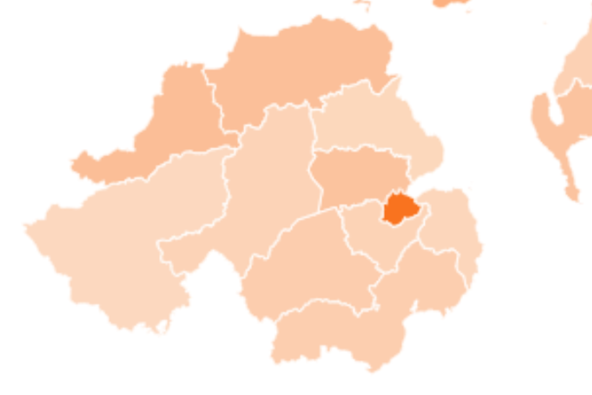 map detailling how many asylum seekers are living in each council area