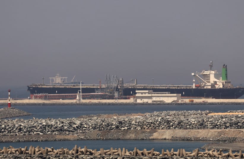 A cargo ship docked at the Port of Fujairah, as the U.S.-Israel conflict with Iran limits marine traffic in the Strait of Hormuz, in Fujairah, United Arab Emirates, May 6, 2026.
