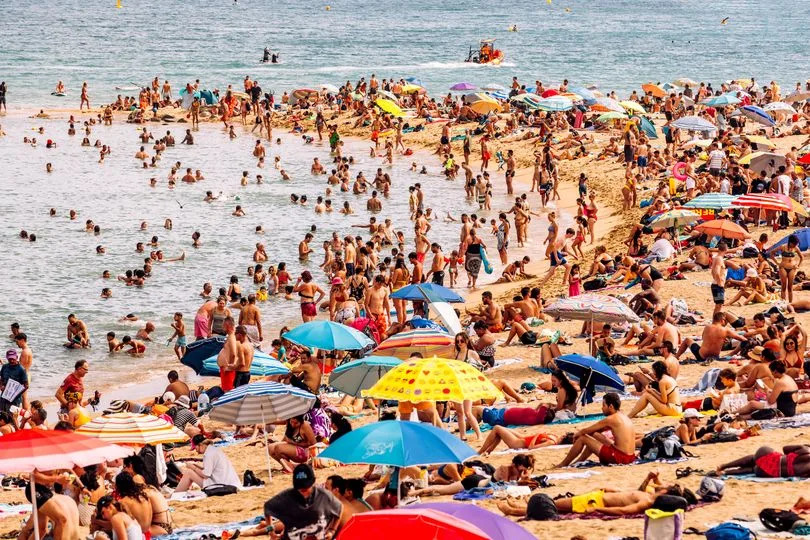 A crowded beach in Spain