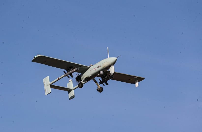  A drone is seen during a military exercise in an undisclosed location in Iran, in this handout image obtained on October 4, 2023.