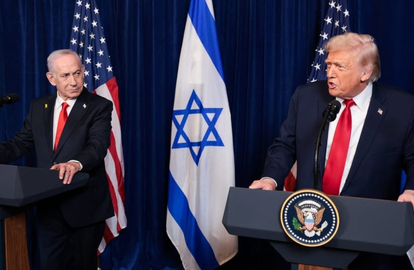 US President Donald Trump and Israeli Prime Minister Benjamin Netanyahu hold a press conference after meeting at Trump’s Mar-a-Lago club in Palm Beach, Florida, US, December 29, 2025.
