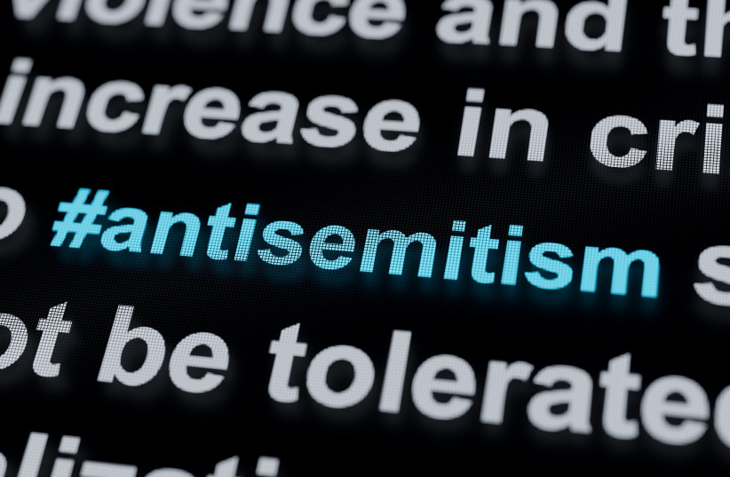 An antisemitism hashtag, illustrating online antisemitic hate speech.