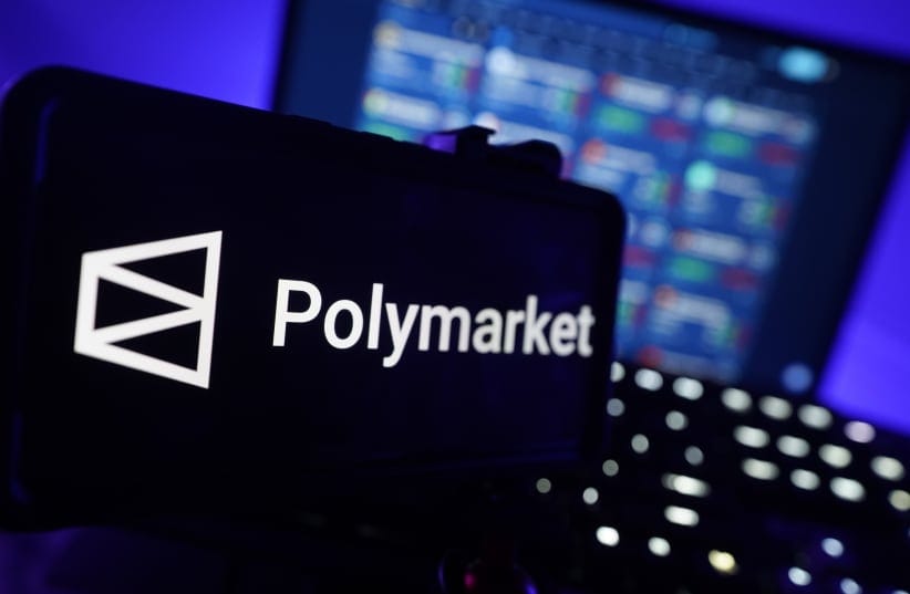 The logo of prediction market trading platform Polymarket is seen on a digital screen (illustrative)