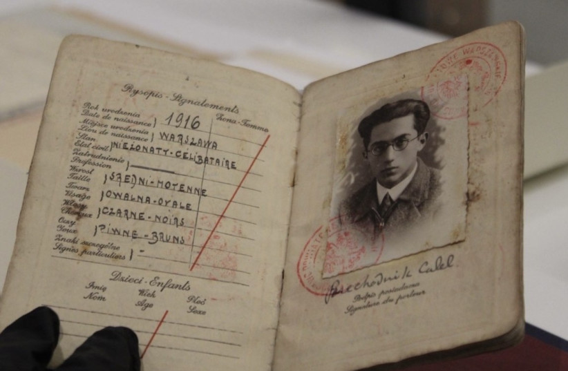 A copy of Calel Perechodnik’s passport, which is now stored in Yad Vashem’s vast archives in Jerusalem.