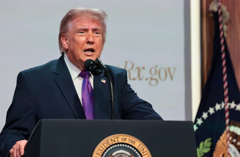 US President Donald Trump delivers remarks about health care costs and affordability from an auditorium on the White House campus in Washington, DC, US, May 18, 2026.