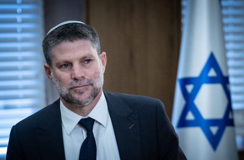 Israeli Finance Minister Bezalel Smotrich holds a press conference at the Finance Ministry in Jerusalem, May 19, 2026.