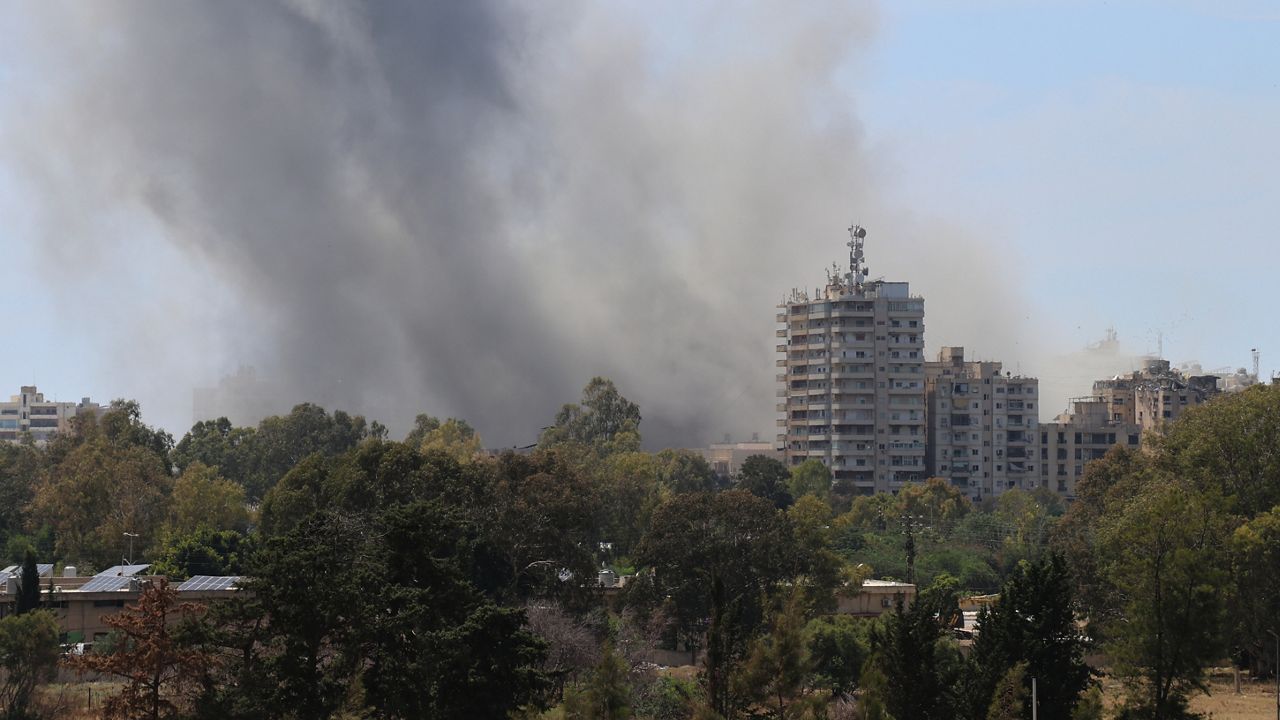 Smoke rises following an Israeli airstrike in the southern port city of Tyre, Lebanon, Sunday, May 31, 2026. (AP Photo)