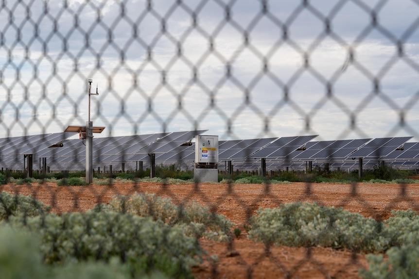 A view of a farm of solar panels in the vicinity of Port Augusta in SA.