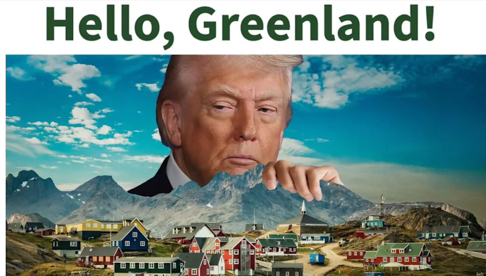 President Donald Trump posted a new image to his Truth Social account on Saturday morning of him overlooking Greenland. (Credit: truthsocial.com/@realDonaldTrump).