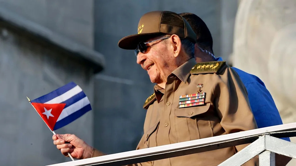 Former Cuban president Raul Castro attends a parade held to observe May Day, or International Workers' Day, in Havana, Cuba.