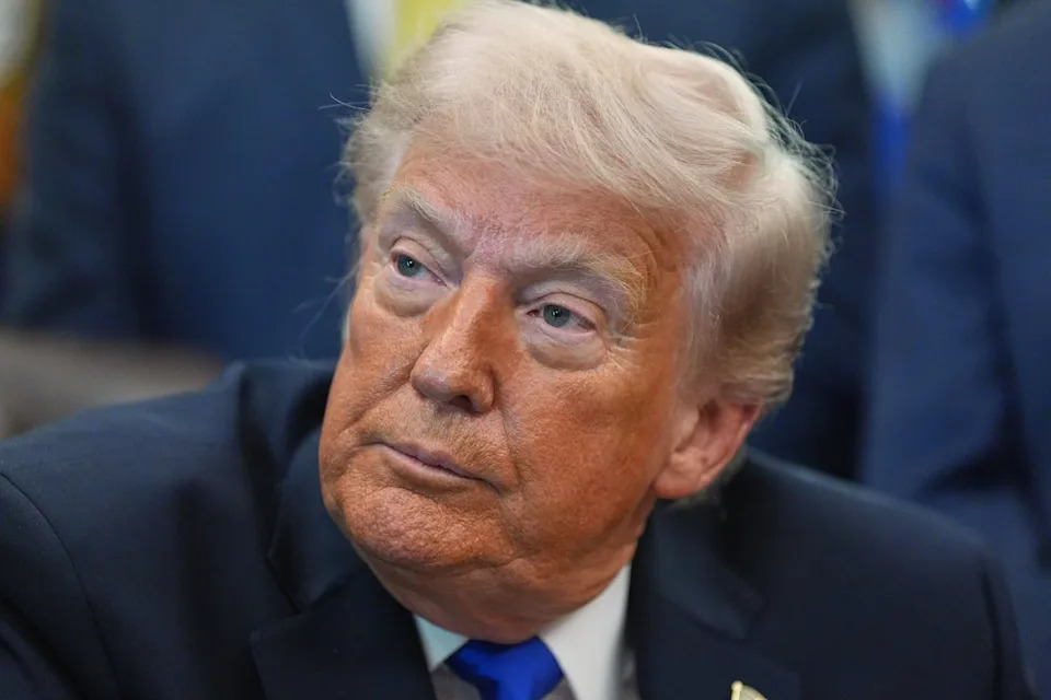 President Donald Trump has continued to cheerlead for the economy, despite overseeing some highly mixed results, insisting: ‘We’re doing great’ (AP)