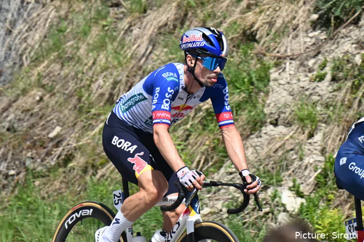 Primoz Roglic in action at the 2026 Tour de Romandie