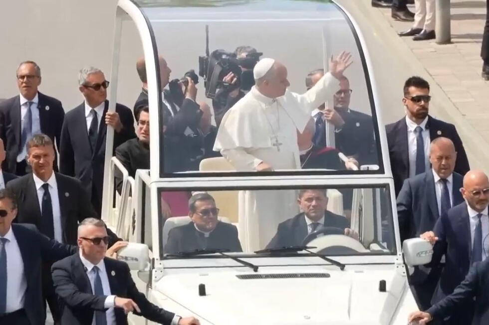 Pope Leo XIV greets faithful during visit to area near Naples affected by illegal toxic dumping
