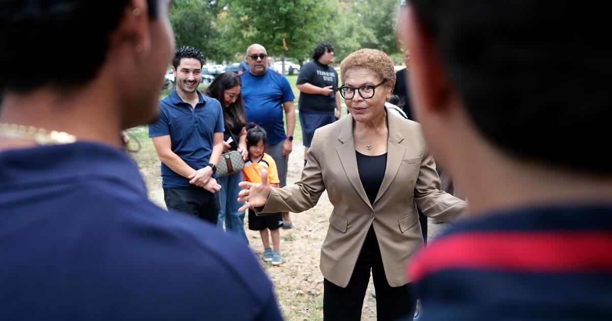L.A. mayor candidates seek Latino vote. Bass is ahead of Raman, Pratt