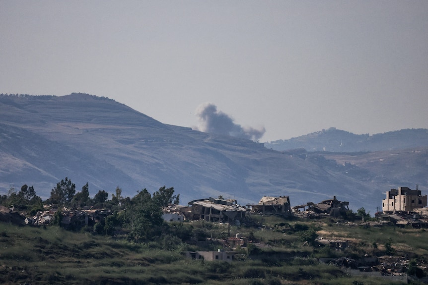 Smoke rises in southern Lebanon.