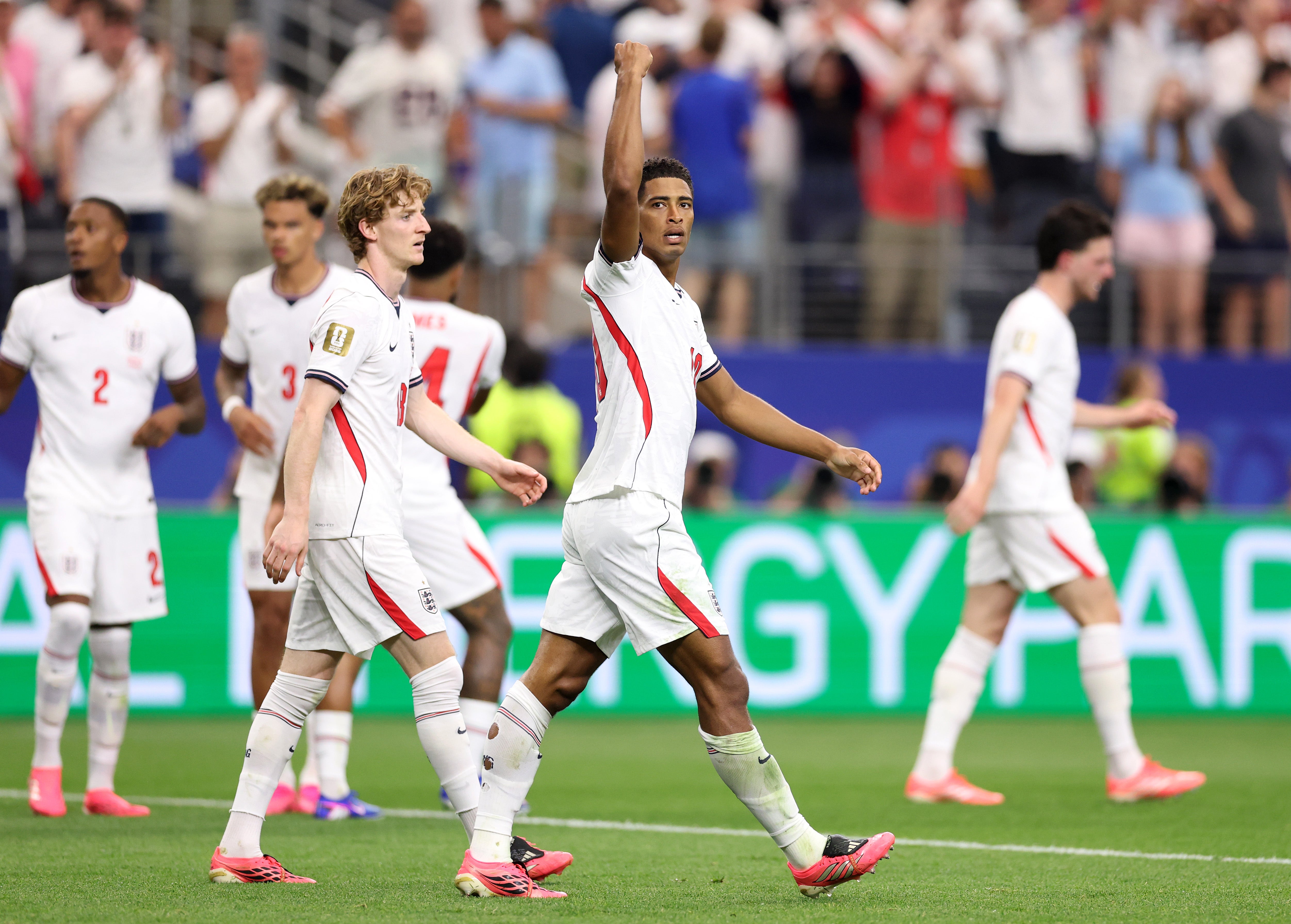 Jude Bellingham of England celebrates scoring his team's third goal