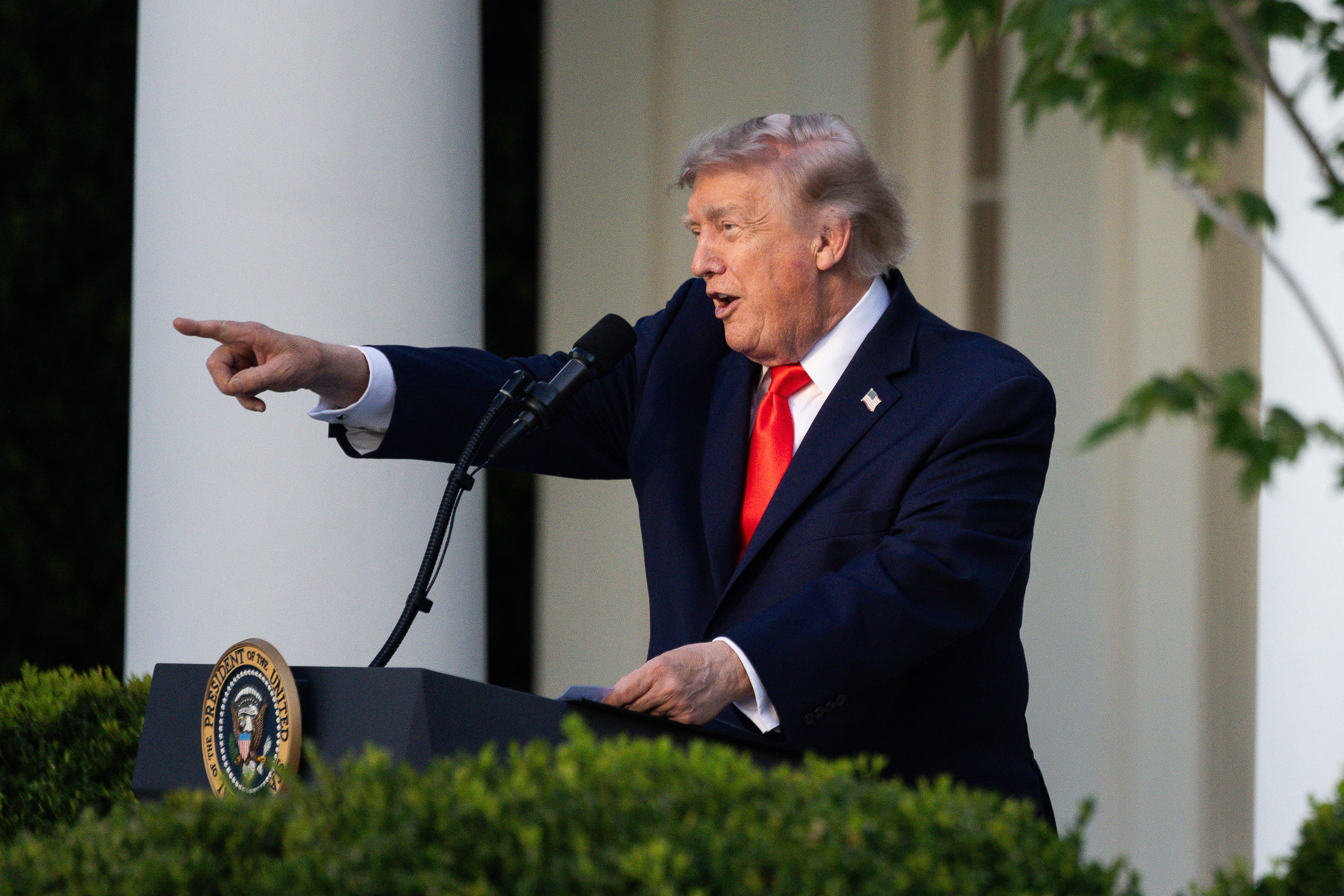 President Donald Trump told farmers invited to the White House Rose Garden they would soon be able to export their crops to Iran