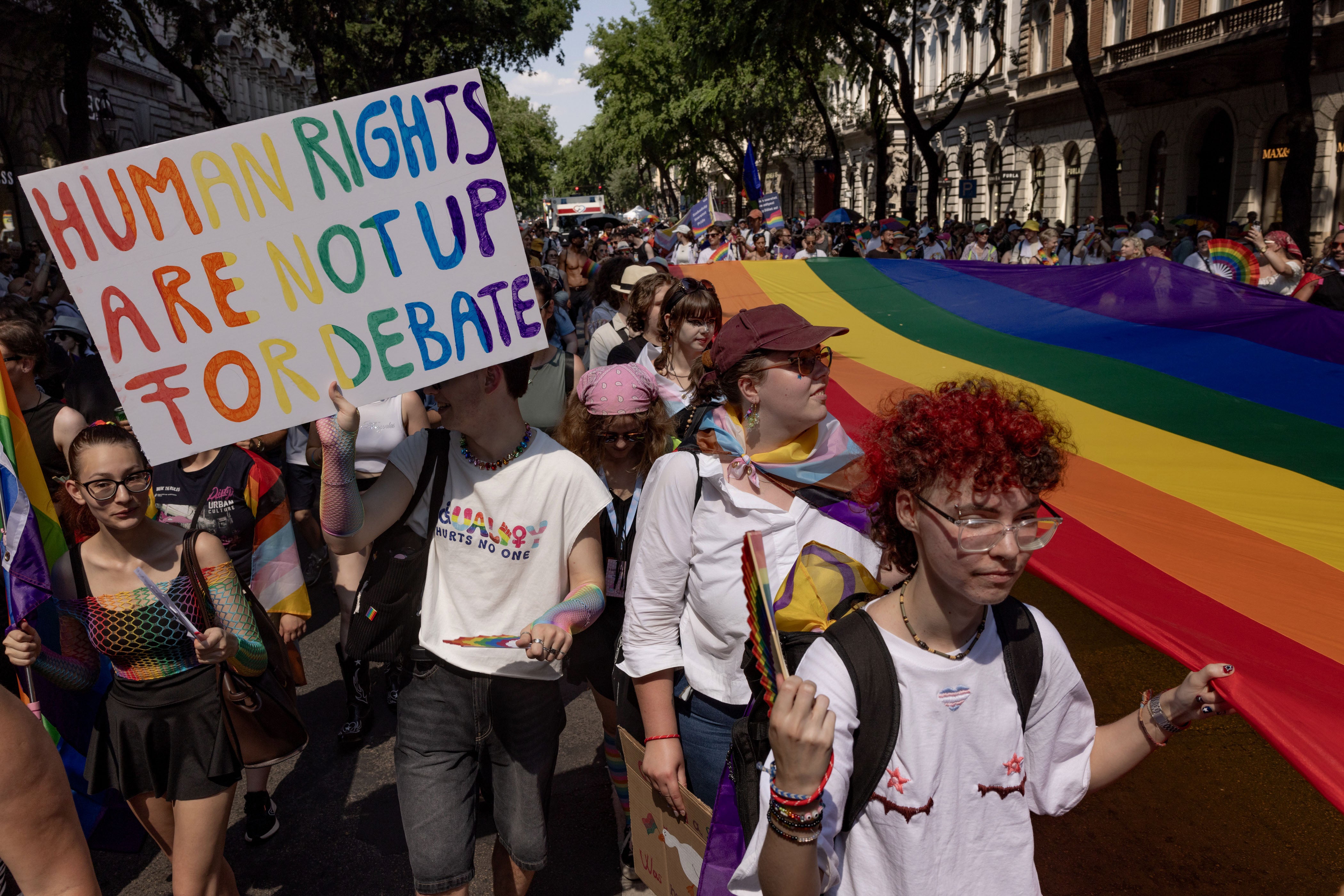 More than 10,000 Hungarians on Saturday joined Budapest's first annual Pride march since right-wing leader Viktor Orban's election defeat in April
