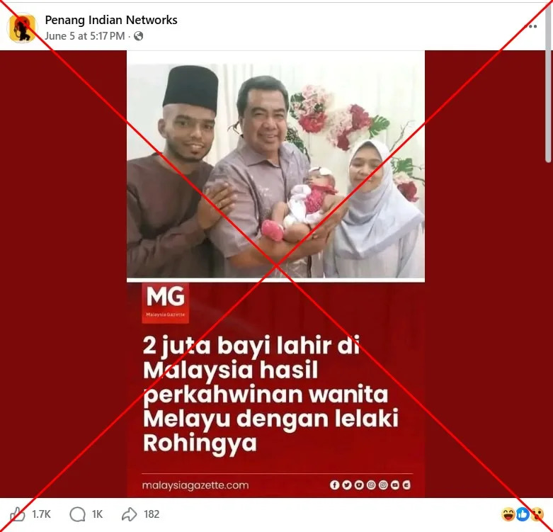 <span>Screenshot of the false Facebook post, captured on June 6, 2026, with red X added by AFP</span>