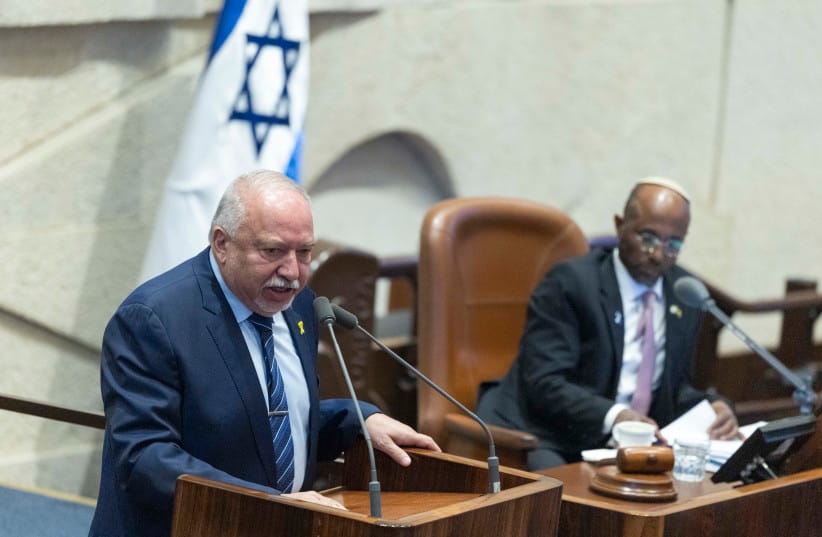 MK Avigdor Liberman attends a plenum session at the assembly hall of the Knesset in Jerusalem, October 22, 2025.