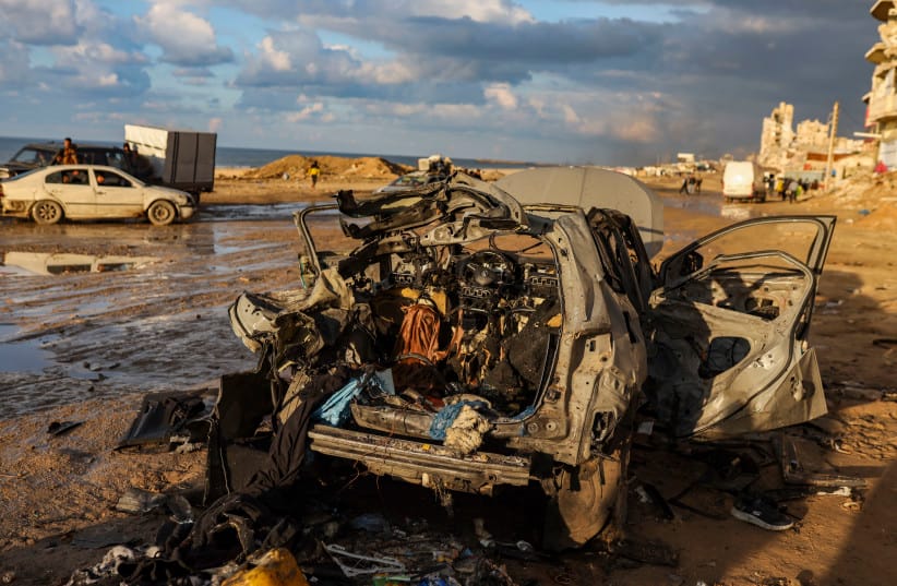 The aftermath of an Israeli strike targeting senior Hamas terrorists in Gaza City, December 13, 2025; illustrative.