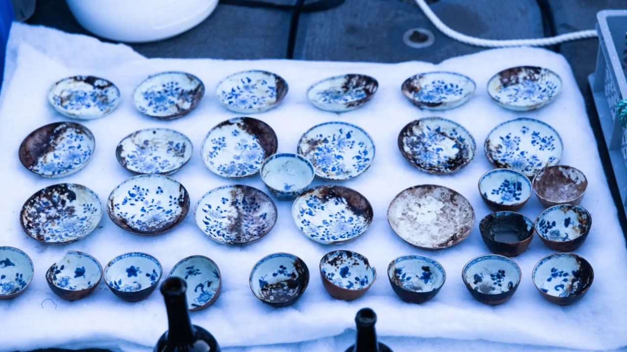 Chinese porcelain discovered in 18th century shipwreck in Norway, June 3, 2026.