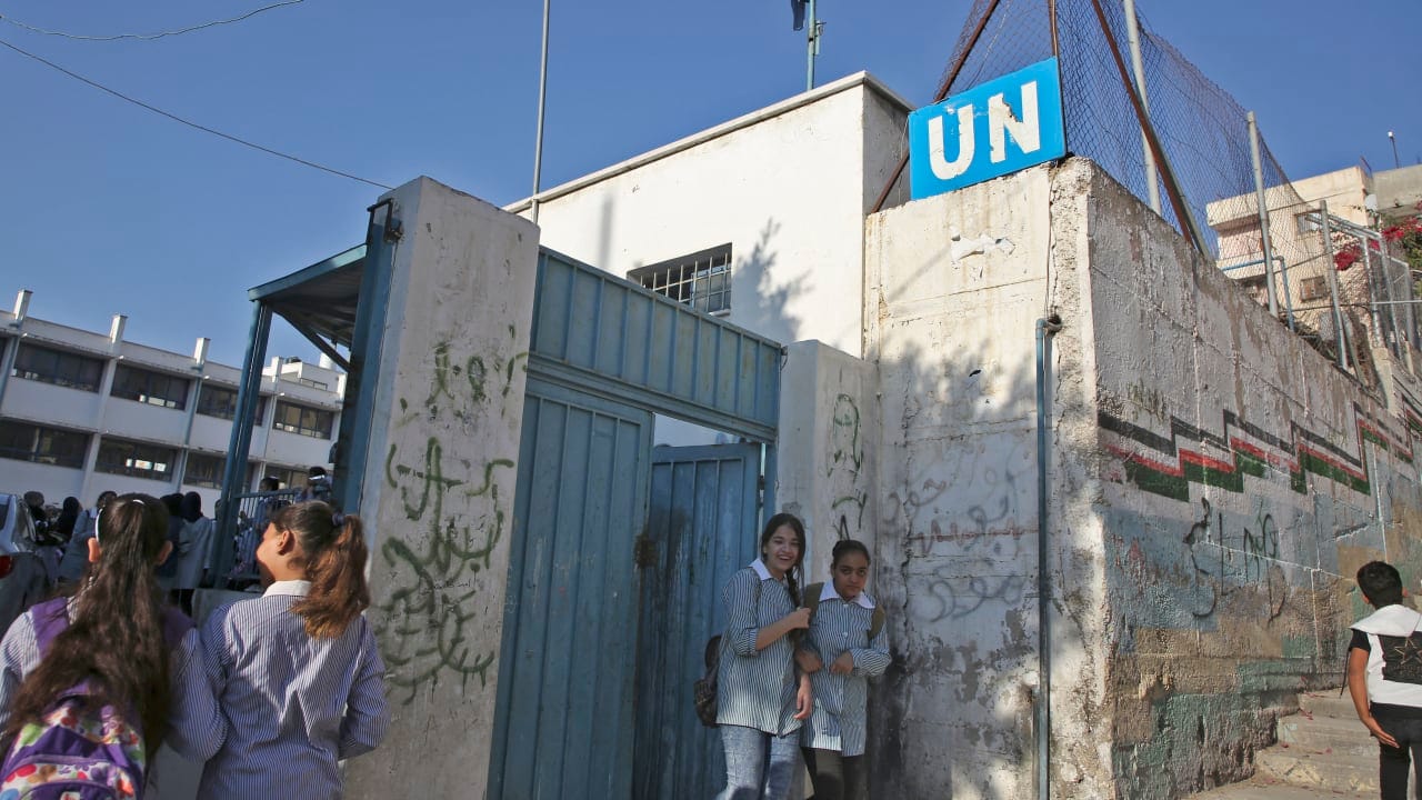 Children return to school at an establishment run by United Nations Agency for Palestinian Refugees (UNRWA) in Balata refugee camp, east of Nablus in the West Bank on August 29, 2018.