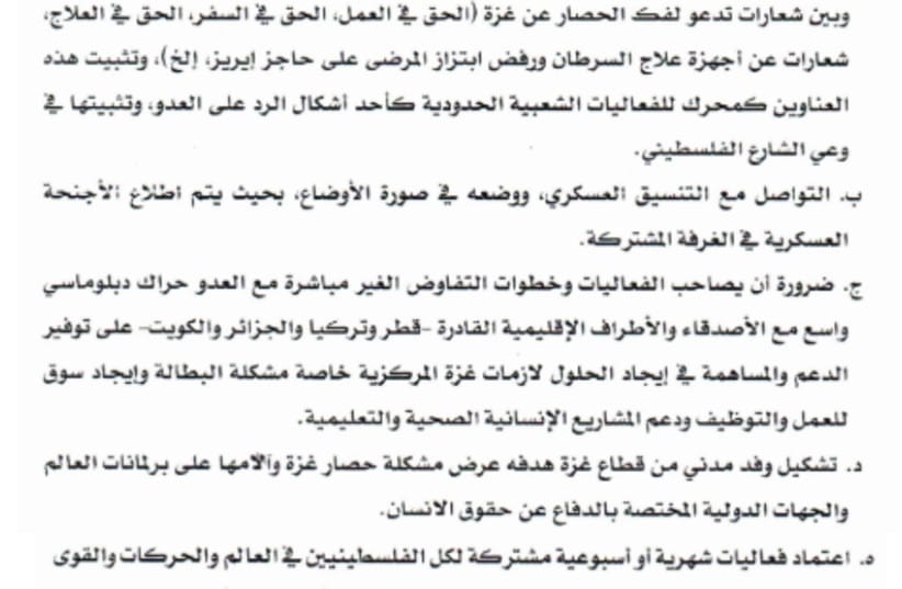 A Hamas document planning the deception plans surrounding the October 7 massacre.