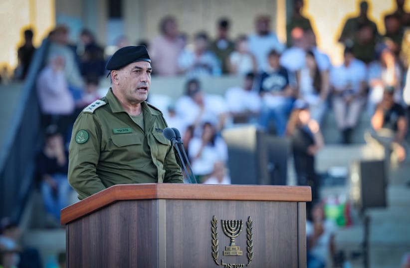 IDF Chief of Staff Lt. Gen. Eyal Zamir attends the graduation ceremony of an IDF officers’ course in southern Israel, June 25, 2026; Illustrative.