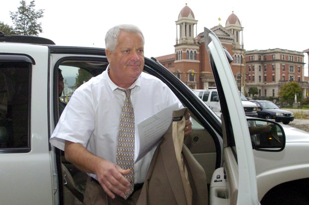 Former judge Michael Conahan arrives for a hearing at federal court in Scranton in the Kids-for-Cash case. (CITIZENS' VOICE FILE)
