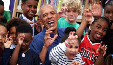 Surprise! Barack and Michelle Obama greet first visitors to new Chicago center