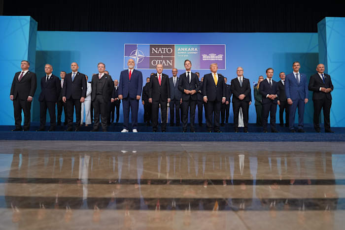 NATO leaders came to Turkey to discuss security. Erdogan gave them each an engraved revolver