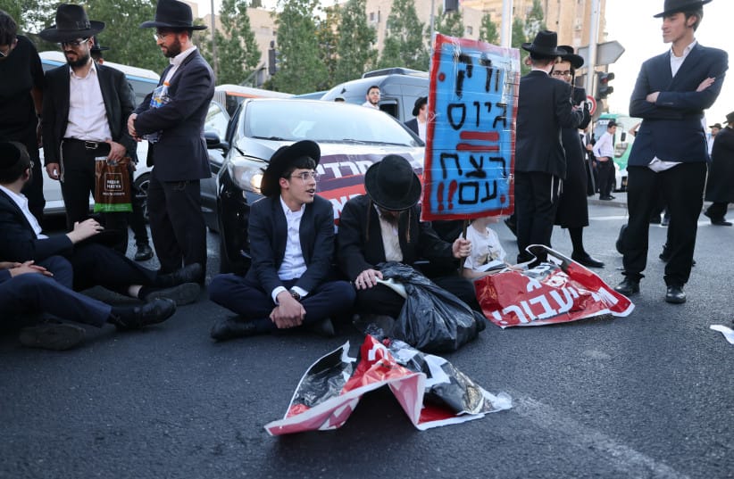 HAREDI DEMONSTRATORS protest in Jerusalem on July 23, 2025.