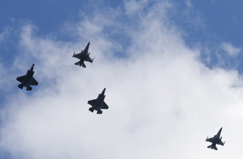 Newly acquired Polish F-35 Lightning II stealth strike fighters, named 'Husarz' in reference to the Polish ''winged hussar'' cavalry units, fly in formation accompanied by F-16 jets during a flypast over Westerplatte, as part of the celebratory event dubbed ''Welcome to Poland'', in Gdansk, Poland, June