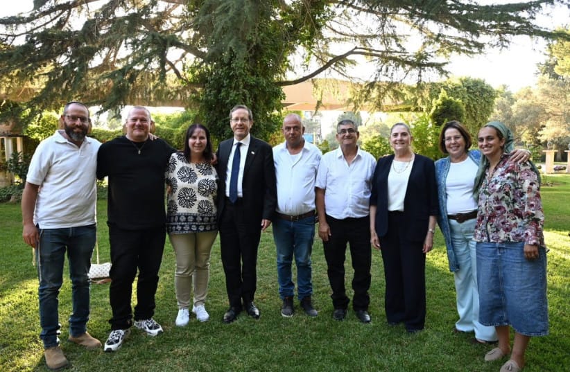 President Isaac Herzog at a Kibbutz Kerem Shalom event marking 1,000 days since the October 7 attacks, July 2, 2026. (credit: Haim Zach