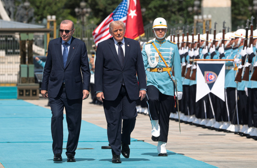 Turkish President Recep Tayyip Erdogan welcomes US President Donald Trump ahead of the 36th NATO Heads of State and Government Summit in Ankara, Turkey, on July 07, 2026
