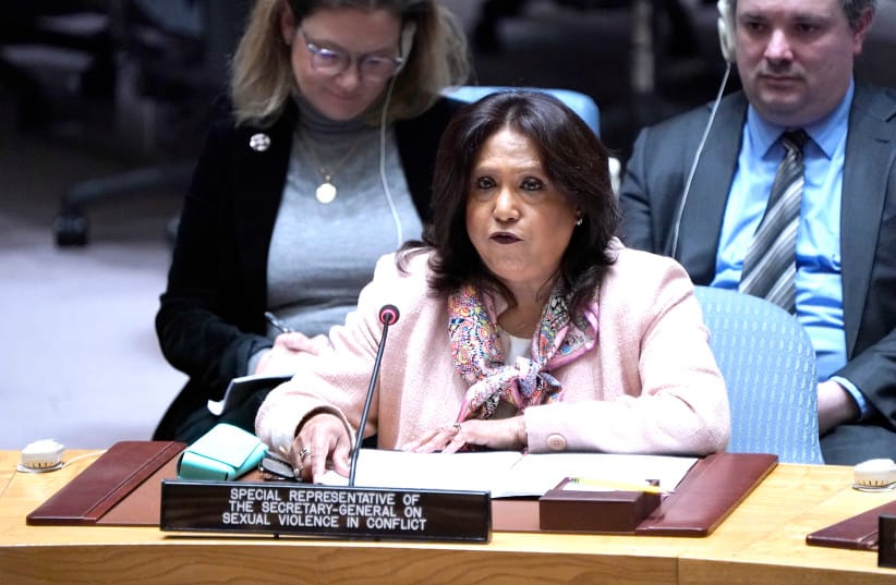 Pramila Patten, Special Representative of the Secretary-General on Sexual Violence in Conflict, speaks during the Security Council at the United Nations Headquarters on March 11, 2024 in New York City.