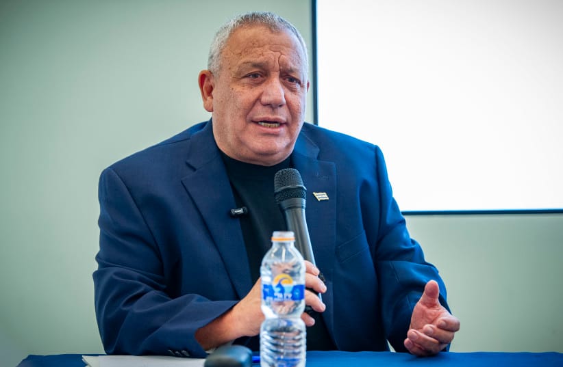 Gadi Eisenkot, head of the Yashar party attends a conference in the northern Israeli city of Haifa, July 9, 2026.