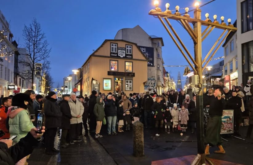 A Hanukkah celebration in downtown Reykjavik, Iceland, drew the country’s foreign minister, Dec. 14, 2025.