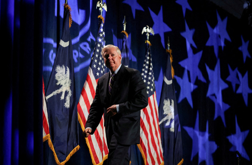 US Senator Lindsey Graham (R-SC) attends a Republican fundraising dinner in Columbia, South Carolina, US August 5, 2023.