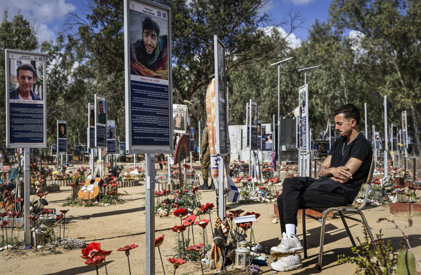 Bereaved families, friends and Israeli soldiers visit the Nova music festival massacre memorial site in Re’im Forest, near the Israeli-Gaza border, during Israel’s Memorial Day, April 21, 2026.