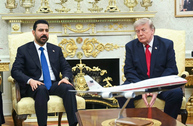 US President Donald Trump meets with Prime Minister of Iraq Ali al-Zaidi (L) in the Oval Office of the White House in Washington, DC, on July 14, 2026.