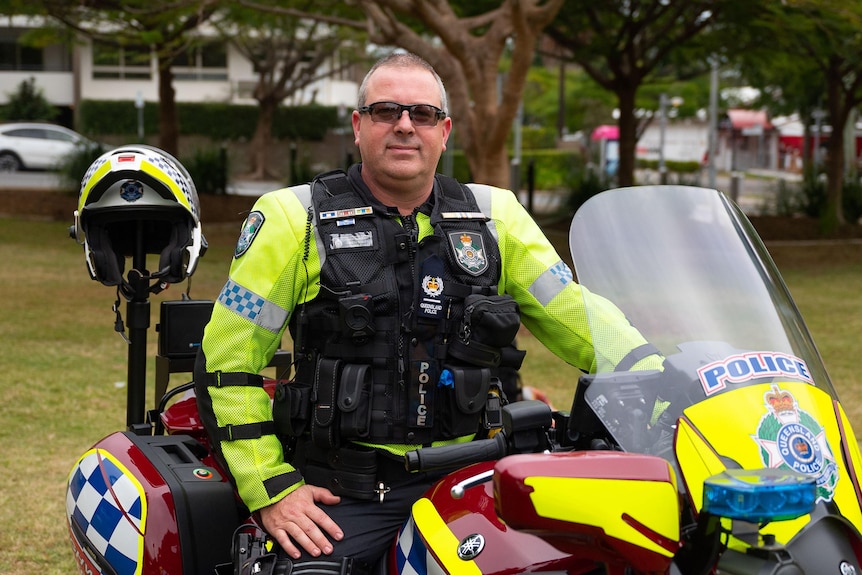 A police officer on a police bike