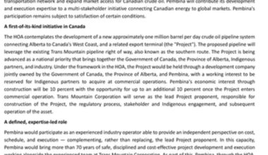 Pembina Signs Agreement to Participate in a Proposed Nation-Building Energy Corridor