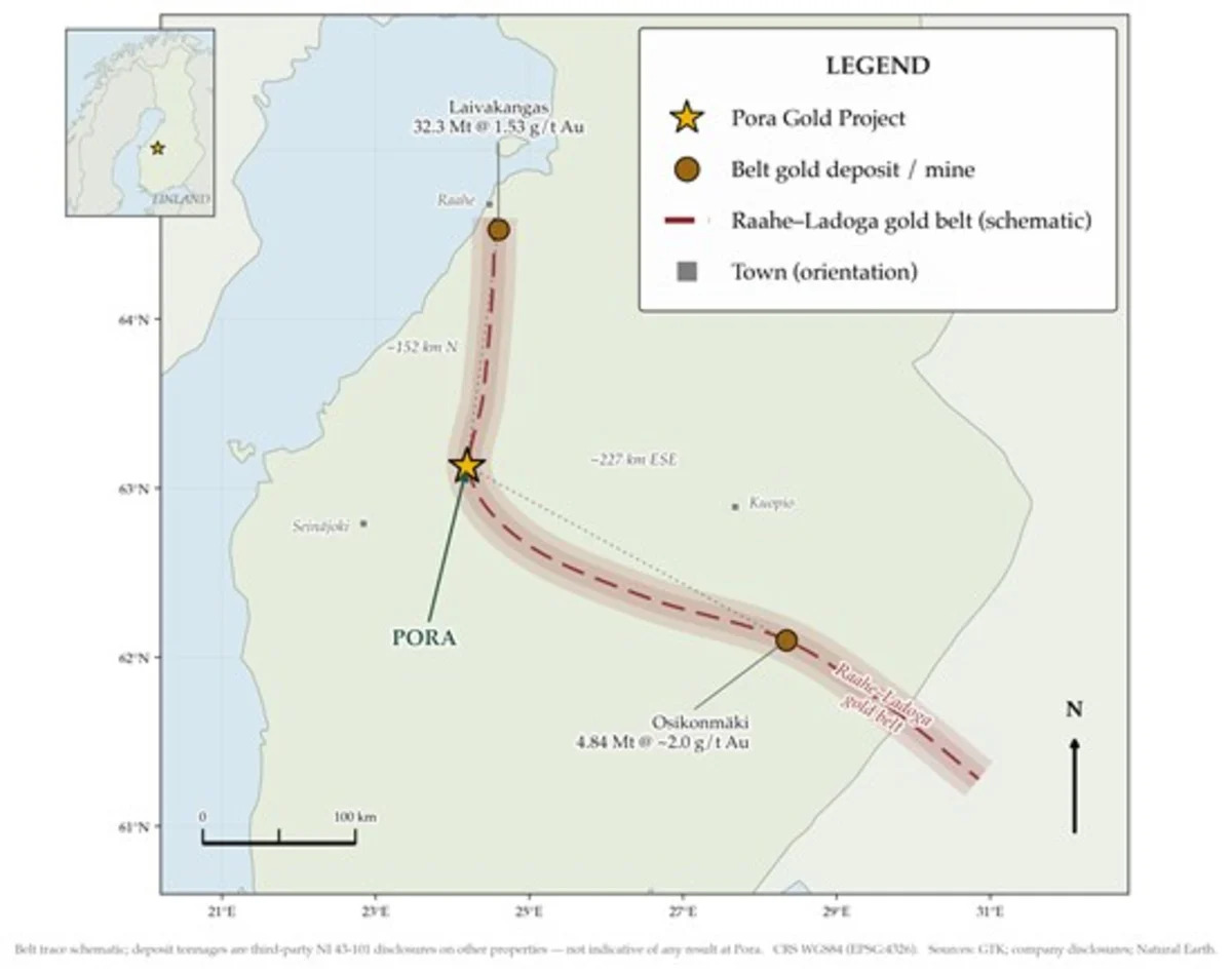 Geomorphic AI Offers Pora (Raahe-Ladoga) Gold Project for Joint Venture