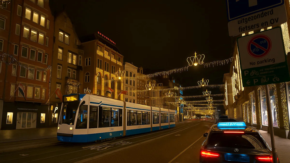 Amsterdam Christmas Walk With Beautiful City Lights
