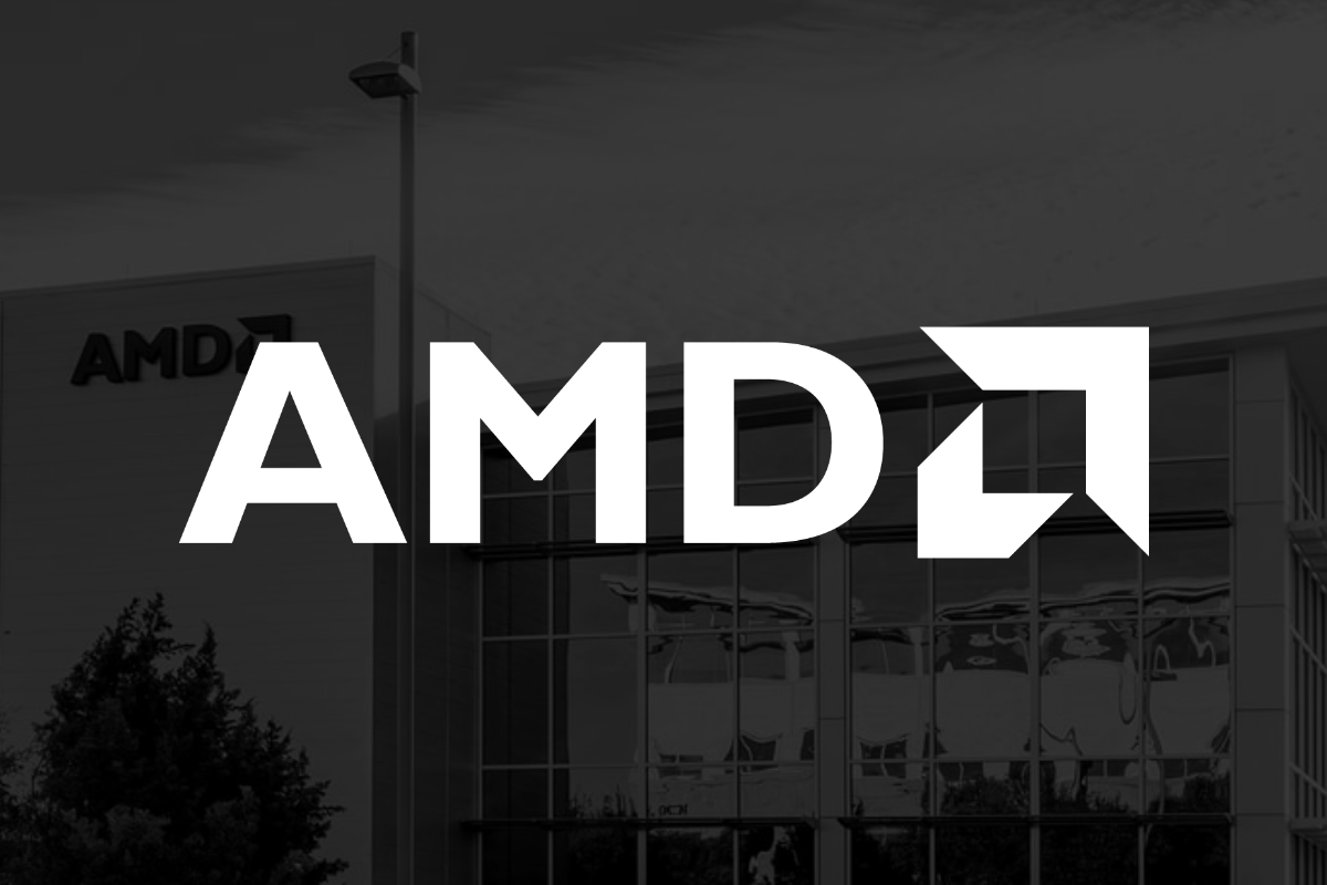 The AMD logo against a black background.