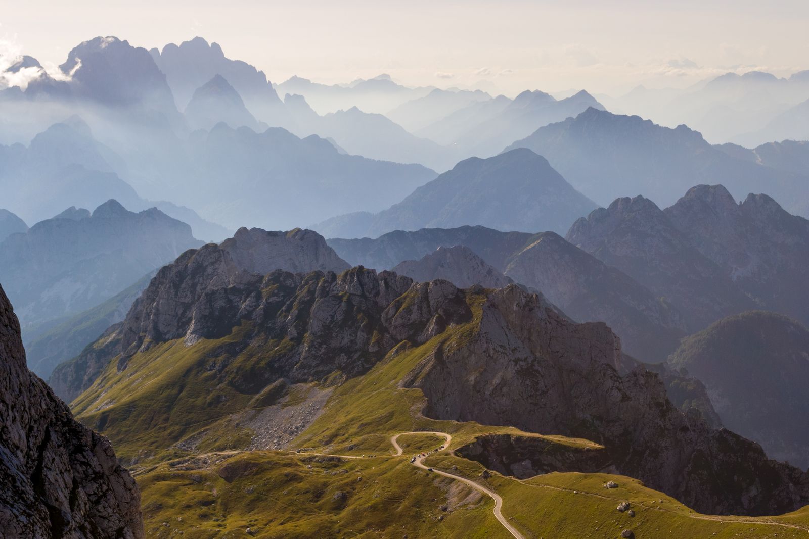 Mountain silhouettes in the Julian Alps