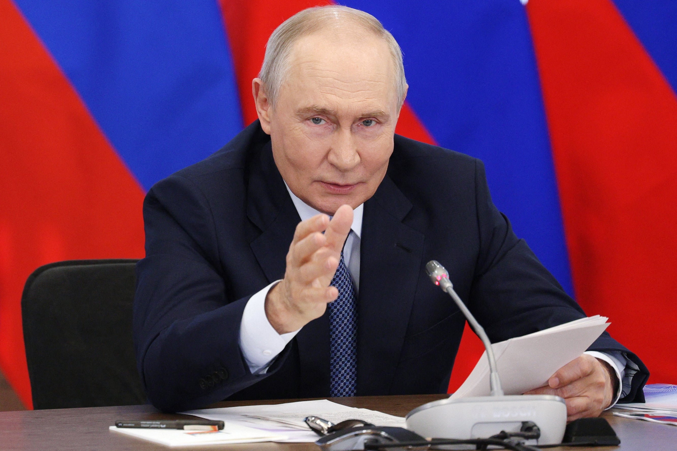 Volodymyr Zelensky says that his Russian counterpart, Vladimir Putin (pictured) will use poll outcome to impose new mobilisation