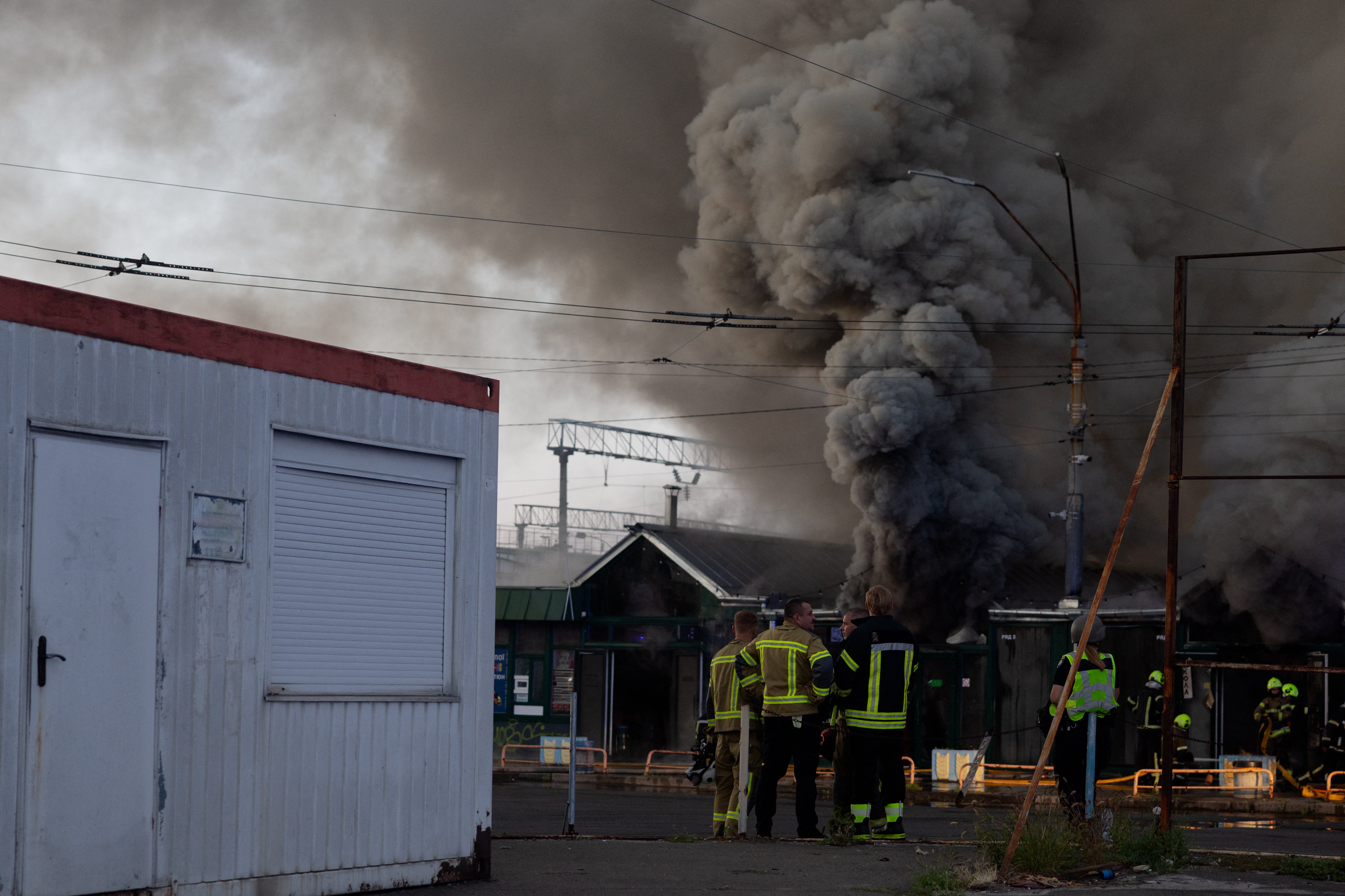 Russian strikes across Kyiv on 16 August 16 sparked fire